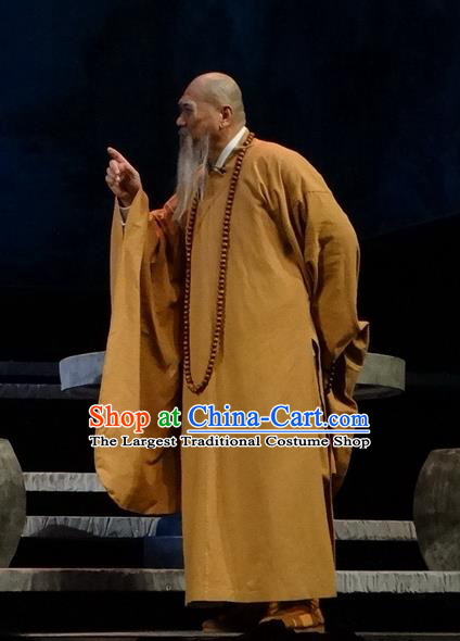 Chinese Traditional Song Dynasty Monk Clothing Stage Performance Historical Drama Han Wengong Apparels Costumes Ancient Buddhism Frock Garment