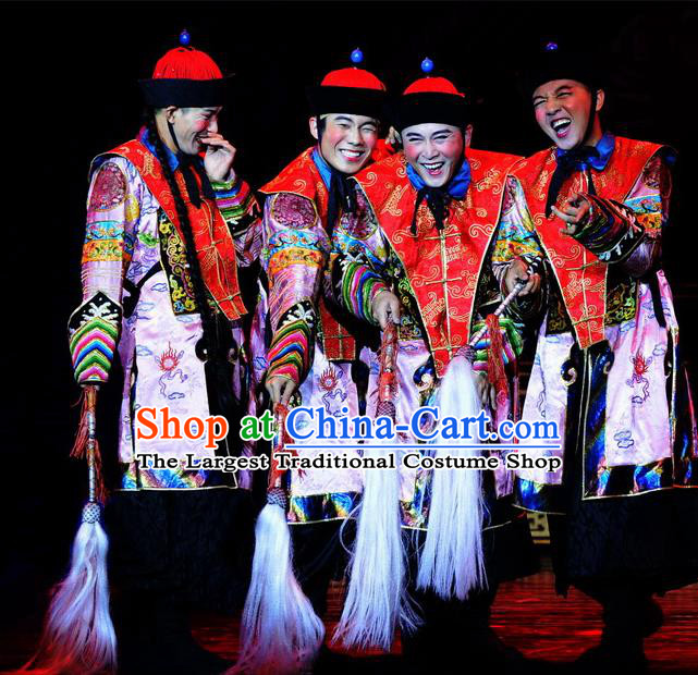 Chinese Traditional Qing Dynasty Eunuch Clothing Stage Performance Dance Drama The Summer Palace Apparels Costumes Ancient Court Servant Garment and Headwear