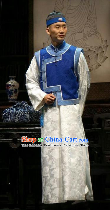 Chinese Traditional Qing Dynasty Scholar Tan Sitong Clothing Stage Performance Historical Drama Apparels Costumes Ancient Gentleman Garment and Headwear