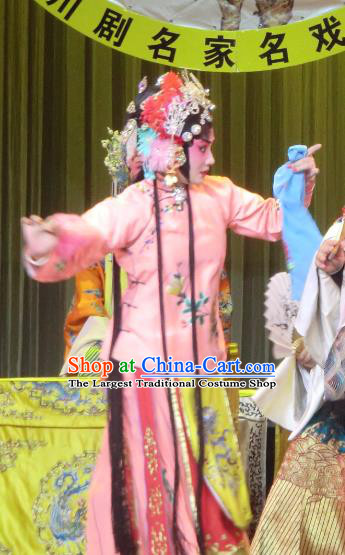 Chinese Sichuan Opera Highlights Rani Garment Costumes and Headdress He Gong Huan Qing Traditional Peking Opera Hua Tan Dress Princess Consort Apparels