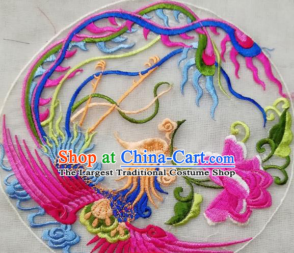 Chinese Traditional Embroidered Phoenix Peony Patch Cloth Decoration Embroidery Craft Embroidered Accessories