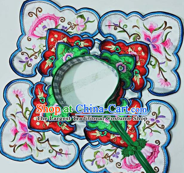 Chinese Traditional Qing Dynasty Embroidery Craft Embroidered Shoulder Accessories Embroidered Flowers Cloud Shoulder