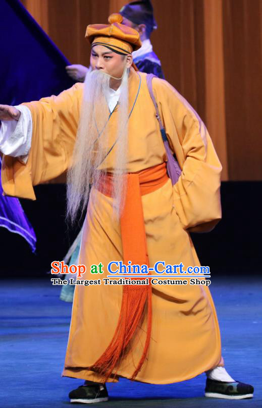 Chinese Sichuan Opera Elderly Male Apparels Costumes and Headpieces Peking Opera Highlights Laosheng Garment Old Servant Clothing