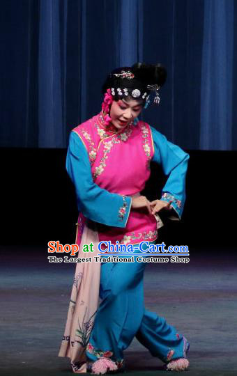 Chinese Sichuan Opera Highlights Maid Lady Garment Costumes and Headdress Traditional Peking Opera Xiaodan Dress Servant Girl Apparels