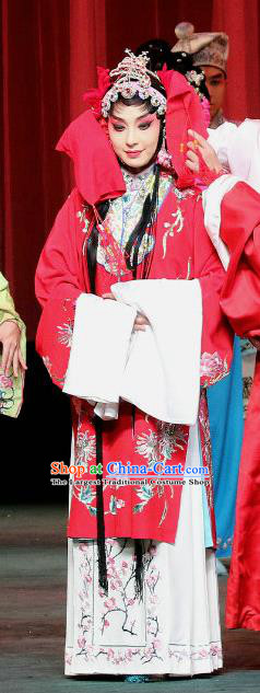 Chinese Sichuan Opera Highlights Bride Garment Costumes and Headdress Traditional Peking Opera Young Beauty Red Dress Hua Tan Apparels