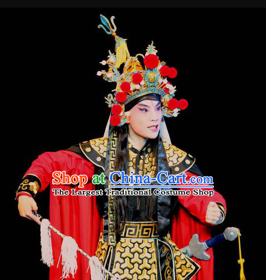 Fu Gui Rong Hua Chinese Sichuan Opera Takefu Armor Apparels Costumes and Headpieces Peking Opera Highlights Wusheng Garment Martial Male Qian Rongsong Clothing