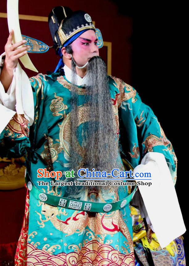 Er Jin Gong Chinese Sichuan Opera Elderly Male Apparels Costumes and Headpieces Peking Opera Highlights Official Garment Duke Xu Yanzhao Clothing