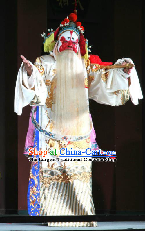 Er Jin Gong Chinese Sichuan Opera Painted Role Apparels Costumes and Headpieces Peking Opera Highlights Elderly Male Garment Official Yang Bo Clothing