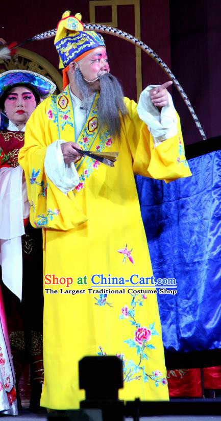 Bei Mang Mountain Chinese Sichuan Opera Elderly Male Apparels Costumes and Headpieces Peking Opera Highlights Emperor Garment Zhouxiang Lord Clothing