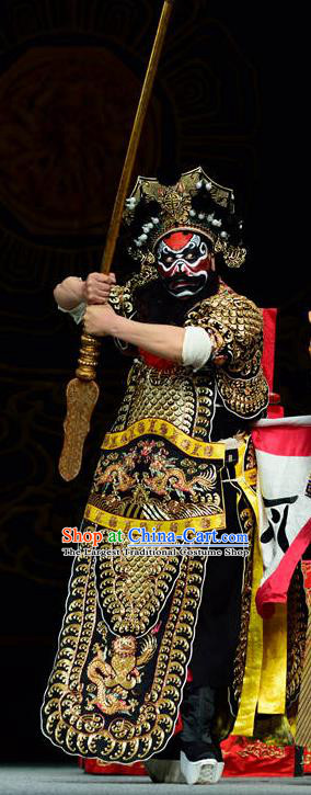 Dan Dao Hui Chinese Sichuan Opera General Zhou Cang Apparels Costumes and Headpieces Peking Opera Highlights Military Officer Garment Armor Clothing