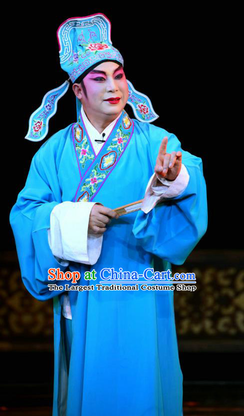 En Chou Ji Chinese Sichuan Opera Scholar Shi Zizhang Apparels Costumes and Headpieces Peking Opera Highlights Xiaosheng Garment Young Male Clothing
