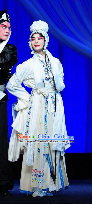 Chinese Sichuan Opera Highlights Tsing Yi Garment Costumes and Headdress Wu Song Traditional Peking Opera Distress Woman Dress Young Female Pan Jinlian Apparels