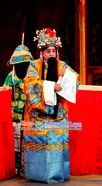 Ji Xin Kuang Chu Chinese Sichuan Opera Lord Apparels Costumes and Headpieces Peking Opera Highlights Elderly Male Garment Emperor Liu Bang Clothing