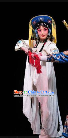 Chinese Sichuan Opera Highlights Village Woman Garment Costumes and Headdress Farewell Jing Niang Traditional Peking Opera Actress Dress Young Female Zhao Jingniang Apparels