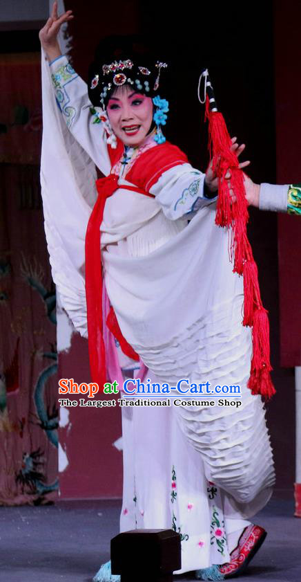 Chinese Sichuan Opera Highlights Diva Zhao Jingniang Garment Costumes and Headdress Farewell Jing Niang Traditional Peking Opera Actress Dress Young Female Apparels