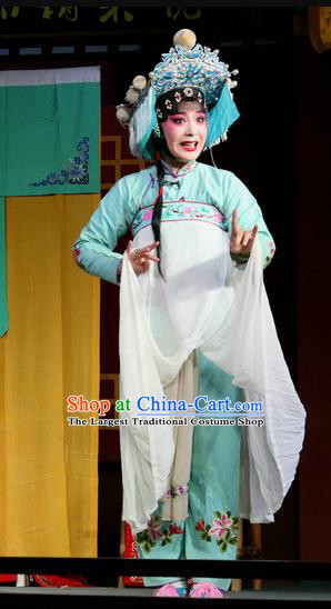 Chinese Sichuan Opera Highlights Country Woman Garment Costumes and Headdress Farewell Jing Niang Traditional Peking Opera Actress Dress Diva Zhao Jingniang Apparels