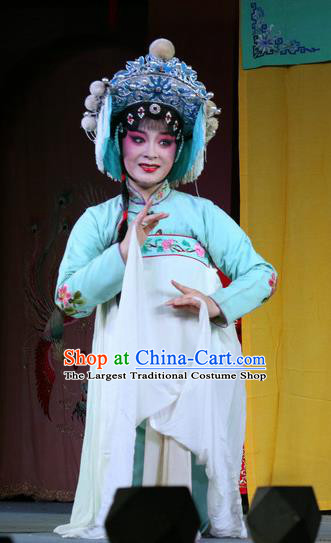 Chinese Sichuan Opera Highlights Country Woman Garment Costumes and Headdress Farewell Jing Niang Traditional Peking Opera Actress Dress Diva Zhao Jingniang Apparels