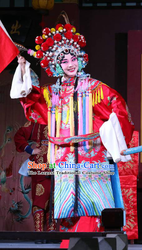 Chinese Sichuan Opera Highlights Tao Ma Tan Garment Costumes and Headdress Zhan Ying Long Traditional Peking Opera Female General Fan Lihua Dress Apparels
