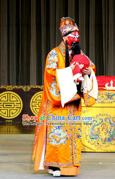 Zhan Huang Pao Chinese Sichuan Opera Emperor Zhao Kuangyin Apparels Costumes and Headpieces Peking Opera Highlights Elderly Male Garment Lord Clothing