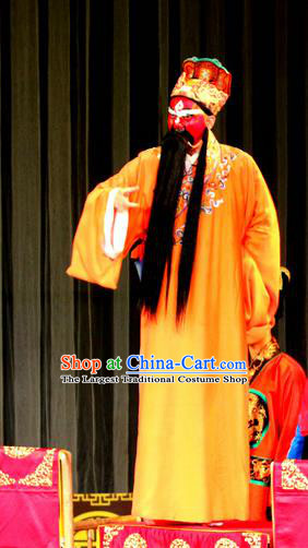 Zhan Huang Pao Chinese Sichuan Opera Lord Apparels Costumes and Headpieces Peking Opera Highlights Elderly Male Garment Emperor Zhao Kuangyin Clothing