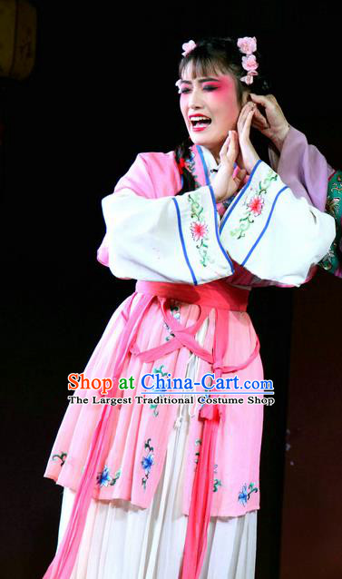 Chinese Sichuan Opera Highlights Maid Lady Garment Costumes and Headdress Dong Fang Traditional Peking Opera Xiaodan Dress Servant Girl Bi Lian Apparels