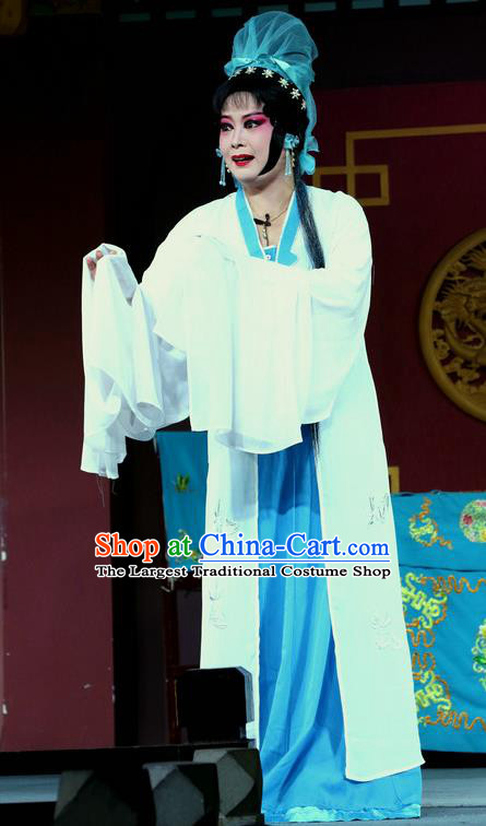 Chinese Sichuan Opera Highlights Fairy Garment Costumes and Headdress Hu Xian Hen Traditional Peking Opera Diva Dress Distress Maiden Hu Lianniang Apparels