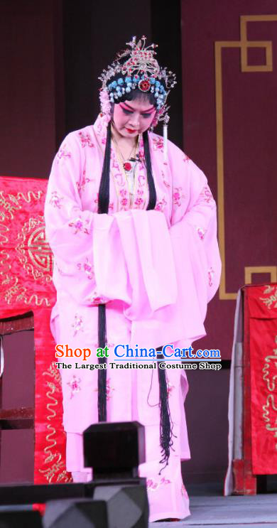 Chinese Sichuan Highlights Opera Young Mistress Garment Costumes and Headdress Traditional Peking Opera Hua Tan Pink Dress Diva Lin Ying Apparels