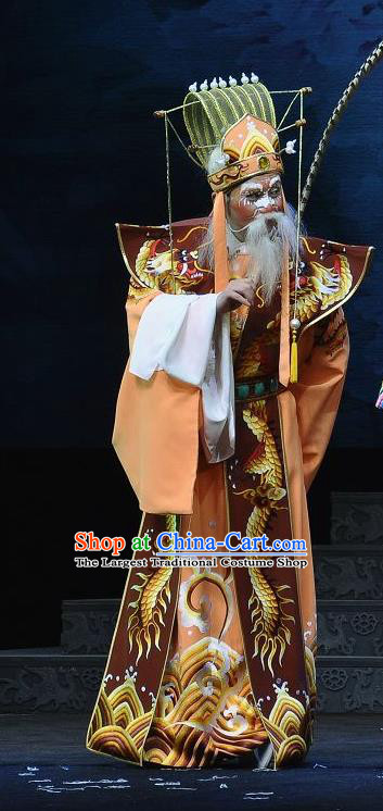 Princess Turandot Chinese Sichuan Opera Elderly Male Apparels Costumes and Headpieces Peking Opera Highlights Garment Emperor Clothing