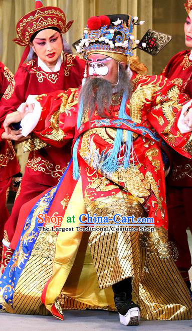 Bai Shou Tu Chinese Sichuan Opera Elderly Male Apparels Costumes and Headpieces Peking Opera Highlights Laosheng Garment Official Cheng Yaojin Clothing