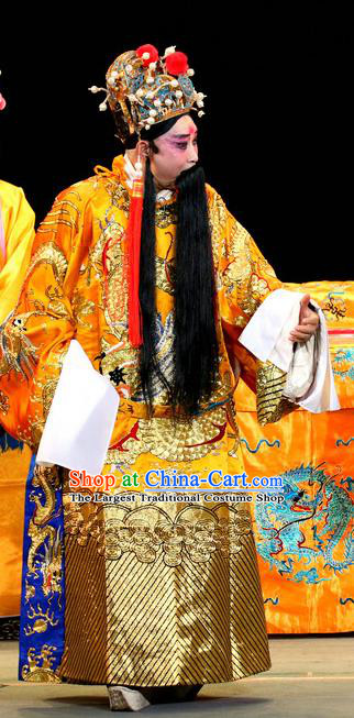 Bai Shou Tu Chinese Sichuan Opera Emperor Apparels Costumes and Headpieces Peking Opera Highlights Laosheng Garment Lord Clothing
