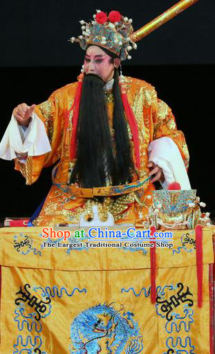 Bai Shou Tu Chinese Sichuan Opera Emperor Apparels Costumes and Headpieces Peking Opera Highlights Laosheng Garment Lord Clothing