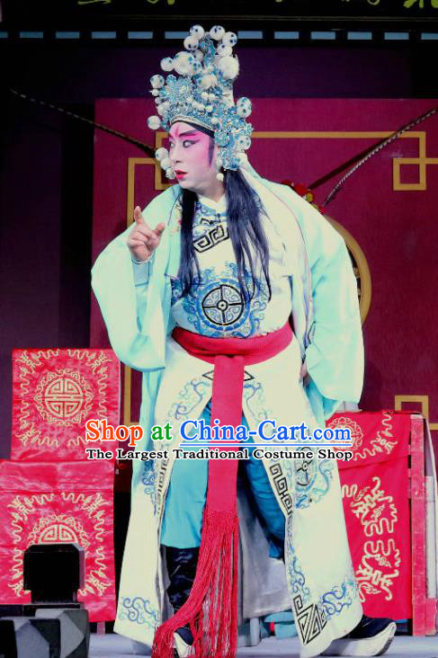 Zhan Ying Long Chinese Sichuan Opera Swordsman Apparels Costumes and Headpieces Peking Opera Highlights Martial Male Garment Wusheng Xue Yinglong Clothing