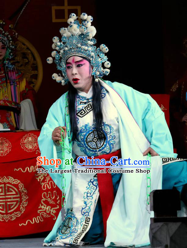 Zhan Ying Long Chinese Sichuan Opera Swordsman Apparels Costumes and Headpieces Peking Opera Highlights Martial Male Garment Wusheng Xue Yinglong Clothing