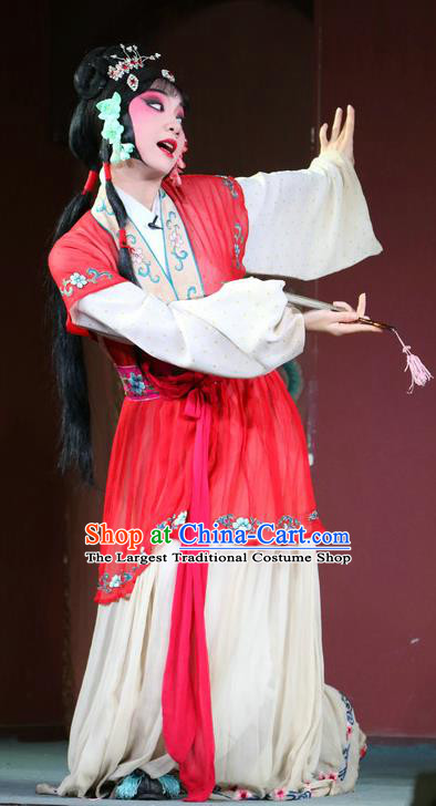 Chinese Sichuan Opera Highlights Servant Girl Garment Costumes and Headdress Hu Lian Nao Chai Traditional Peking Opera Xiaodan Dress Maid Lady Xiao Ying Apparels