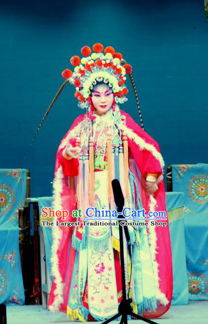 Chinese Sichuan Highlights Opera Martial Female Garment Costumes and Headdress Xian He Ridge Traditional Peking Opera Wu Dan Dress Diva Hua Zhongkui Apparels