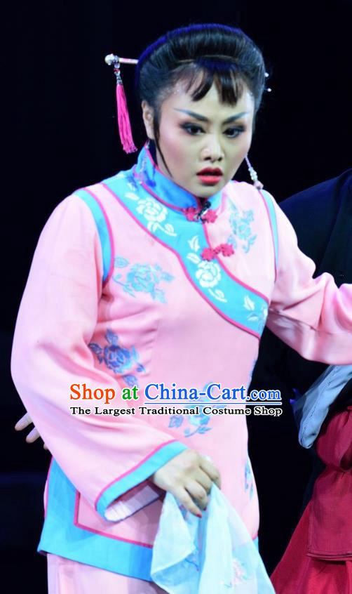 Chinese Sichuan Highlights Opera Young Woman Pink Garment Costumes and Headdress Jin Zi Traditional Peking Opera Actress Dress Jin Zi Apparels