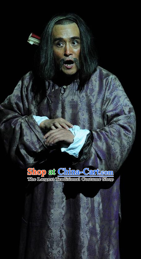 Jin Zi Chinese Sichuan Opera Merchant Jiao Yanwang Apparels Costumes and Headpieces Peking Opera Highlights Elderly Male Garment Landlord Clothing