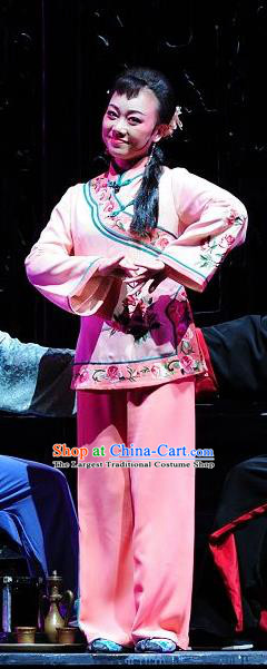 Chinese Sichuan Highlights Opera Village Girl Garment Costumes and Headdress Jin Zi Traditional Peking Opera Diva Jin Zi Dress Country Woman Apparels