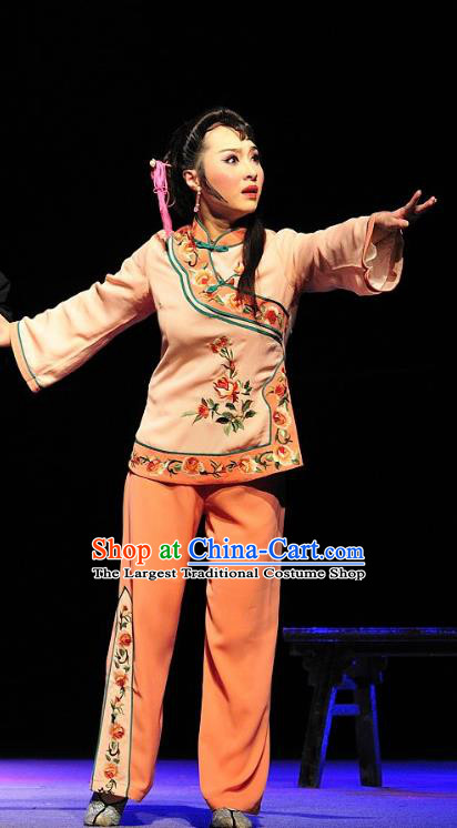 Chinese Sichuan Highlights Opera Village Girl Garment Costumes and Headdress Jin Zi Traditional Peking Opera Diva Jin Zi Dress Country Woman Apparels