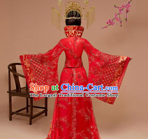 Chinese Ancient Palace Queen Red Hanfu Dress Apparels Traditional Drama Tang Dynasty Court Empress Historical Costumes for Women