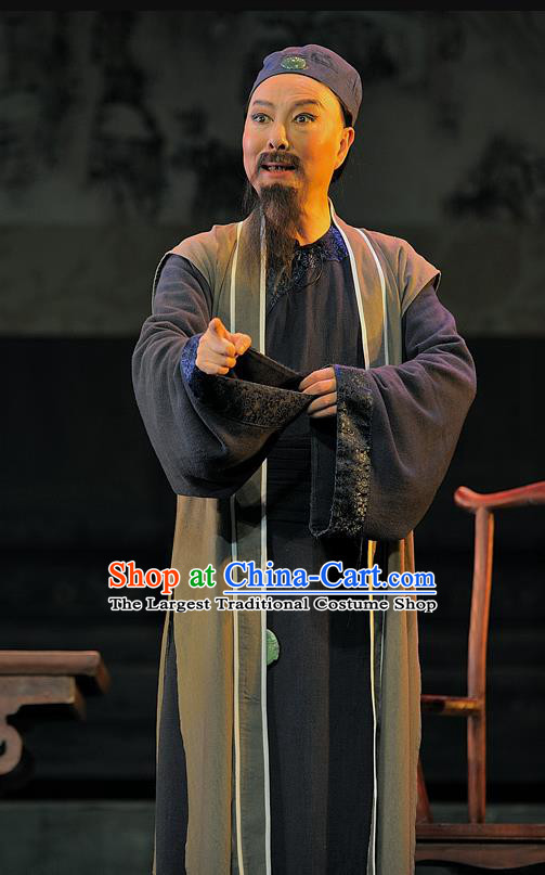 Gua Yin Zhi Xian Chinese Sichuan Opera Elderly Male Apparels Costumes and Headpieces Peking Opera Highlights Upright Man Yu Bingyuan Garment Clothing