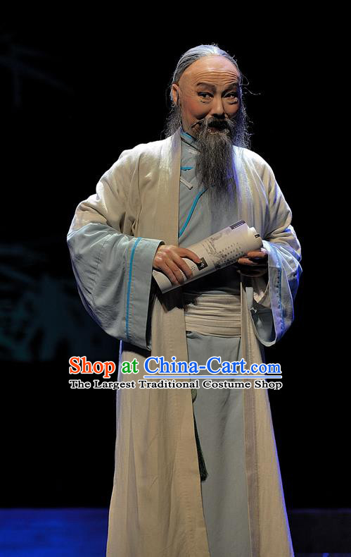 Gua Yin Zhi Xian Chinese Sichuan Opera Old Man Apparels Costumes and Headpieces Peking Opera Highlights Elderly Scholar Yu Bingyuan Garment Laosheng Clothing