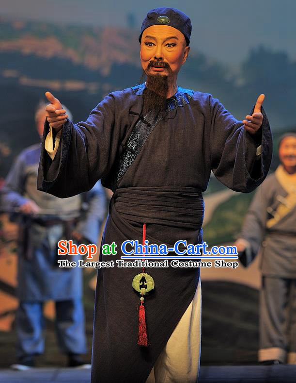 Gua Yin Zhi Xian Chinese Sichuan Opera Scholar Yu Bingyuan Apparels Costumes and Headpieces Peking Opera Highlights Elderly Male Garment Laosheng Clothing