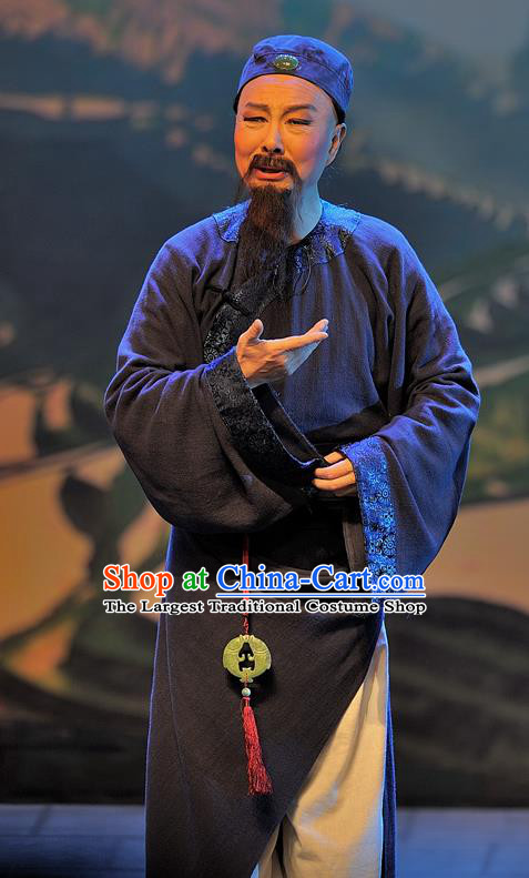 Gua Yin Zhi Xian Chinese Sichuan Opera Scholar Yu Bingyuan Apparels Costumes and Headpieces Peking Opera Highlights Elderly Male Garment Laosheng Clothing