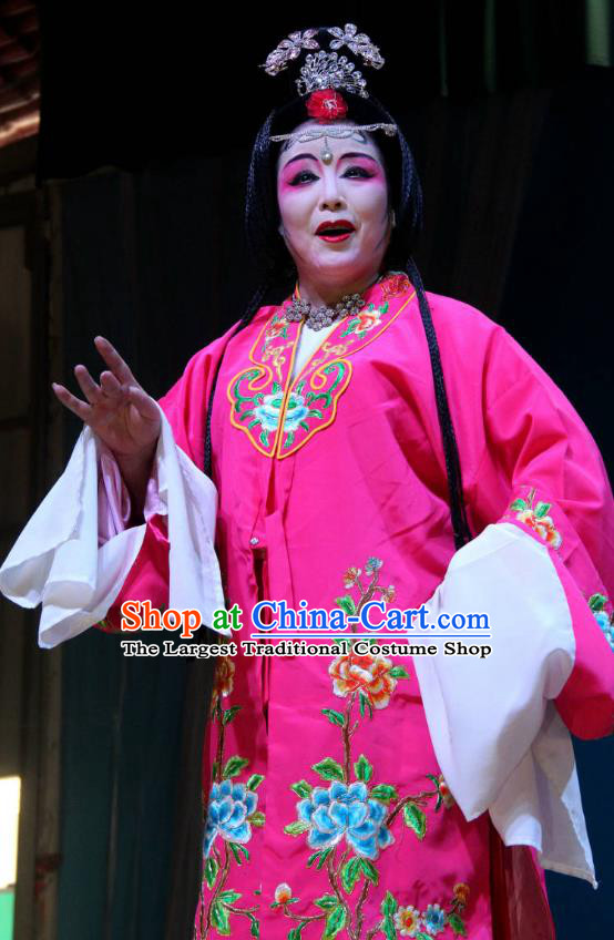 Chinese Sichuan Highlights Opera Pantaloon Garment Costumes and Headdress Legend of Liu Yuniang Traditional Peking Opera Dame Dress Noble Female Apparels