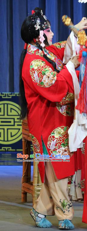 Chinese Sichuan Highlights Opera Actress Garment Costumes and Headdress Hua Wenfang Qiang Qin Traditional Peking Opera Diva Dress Bride Cui Xiu Apparels