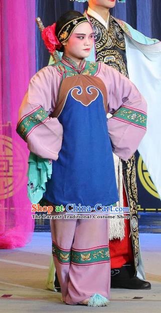 Chinese Sichuan Highlights Opera Old Female Garment Costumes and Headdress Hua Wenfang Qiang Qin Traditional Peking Opera Dame Dress Woman Matchmaker Apparels