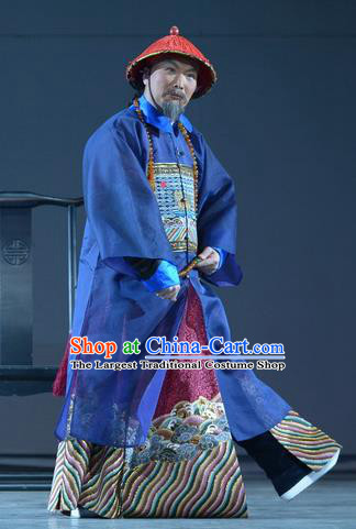 Bei Guo Jia Ren Chinese Bangzi Opera Minister Apparels Costumes and Headpieces Traditional Hebei Clapper Laosheng Garment Elderly Male Zhang Xun Clothing