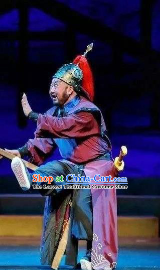 Cang Sheng Zai Shang Chinese Sichuan Opera General Apparels Costumes and Helmet Peking Opera Highlights Martial Male Garment Soldier Clothing