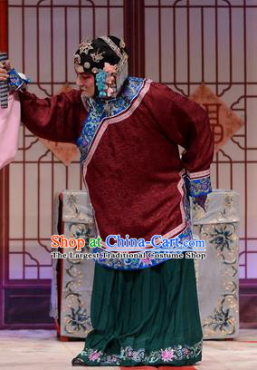 Chinese Hebei Clapper Opera Stepmother Garment Costumes and Headdress Chun Qiu Pei Traditional Bangzi Opera Elderly Female Dress Dame Apparels